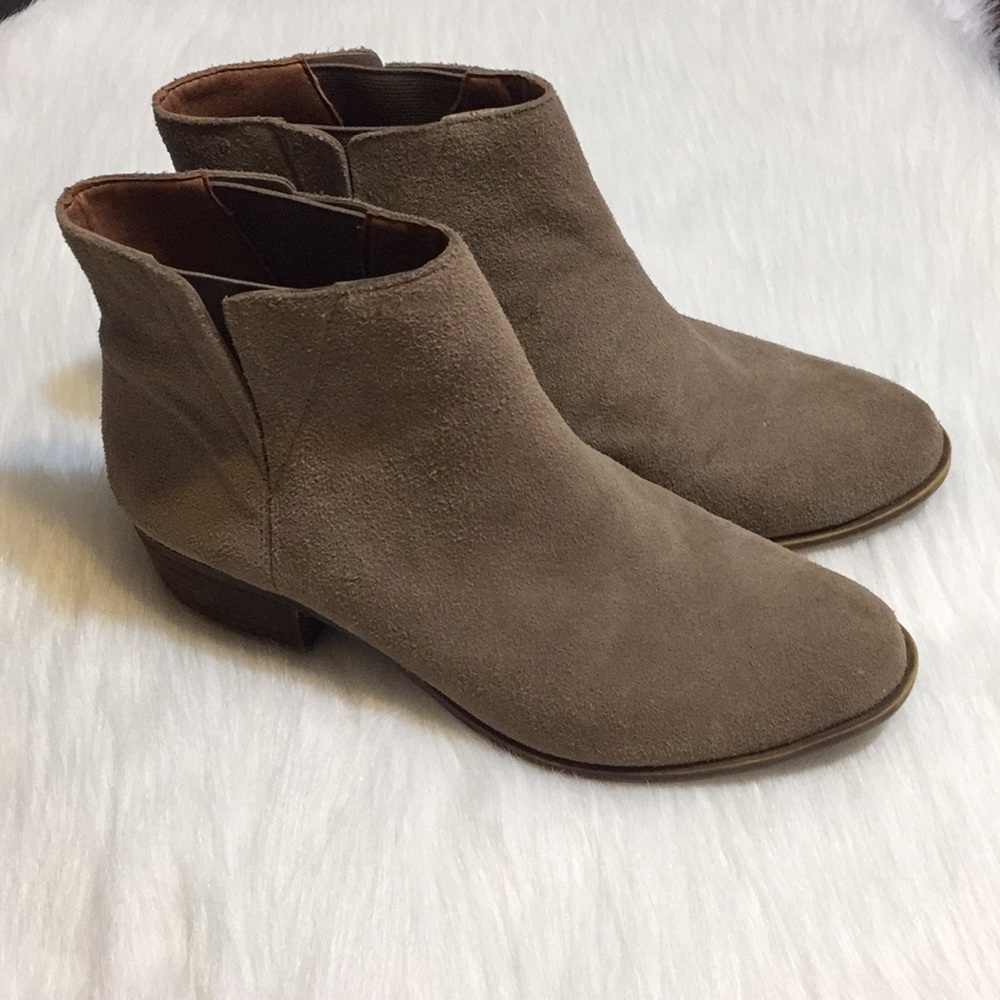 Lucky Brand Taupe Suede Ankle Booties